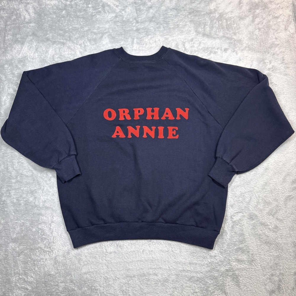 Vintage Orphan‎ Annie Sweatshirt Men Large Blue Raglan Sportswear USA 80s